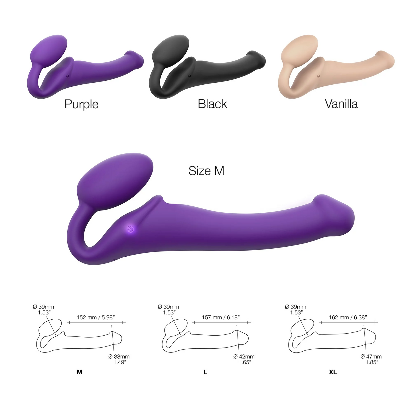 Vibrating Bendable Strap-On | M | Purple