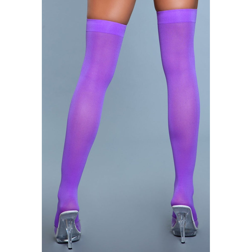 Opaque Nylon Thigh Highs | Purple