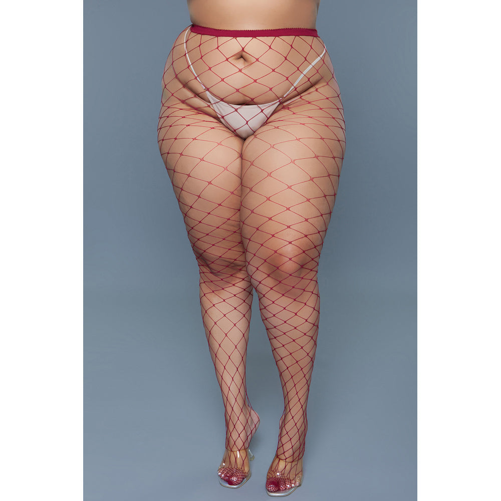 Oversized Fishnet Pantyhose | Burgundy | QS