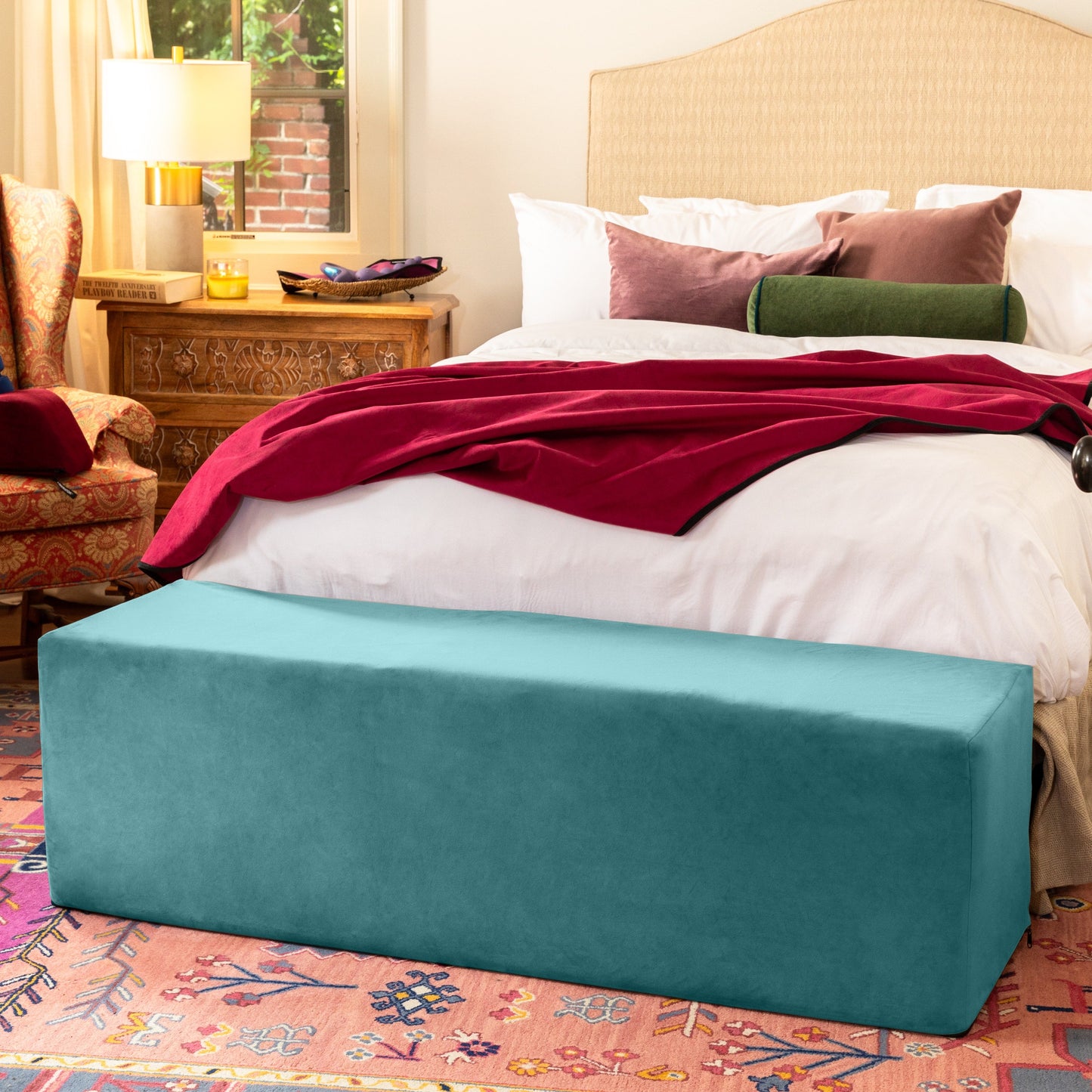 Aria Flip Chaise 18 Inch Wide | Convertible Sex Chair and Bed Bench | Teal