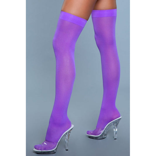 Opaque Nylon Thigh Highs | Purple