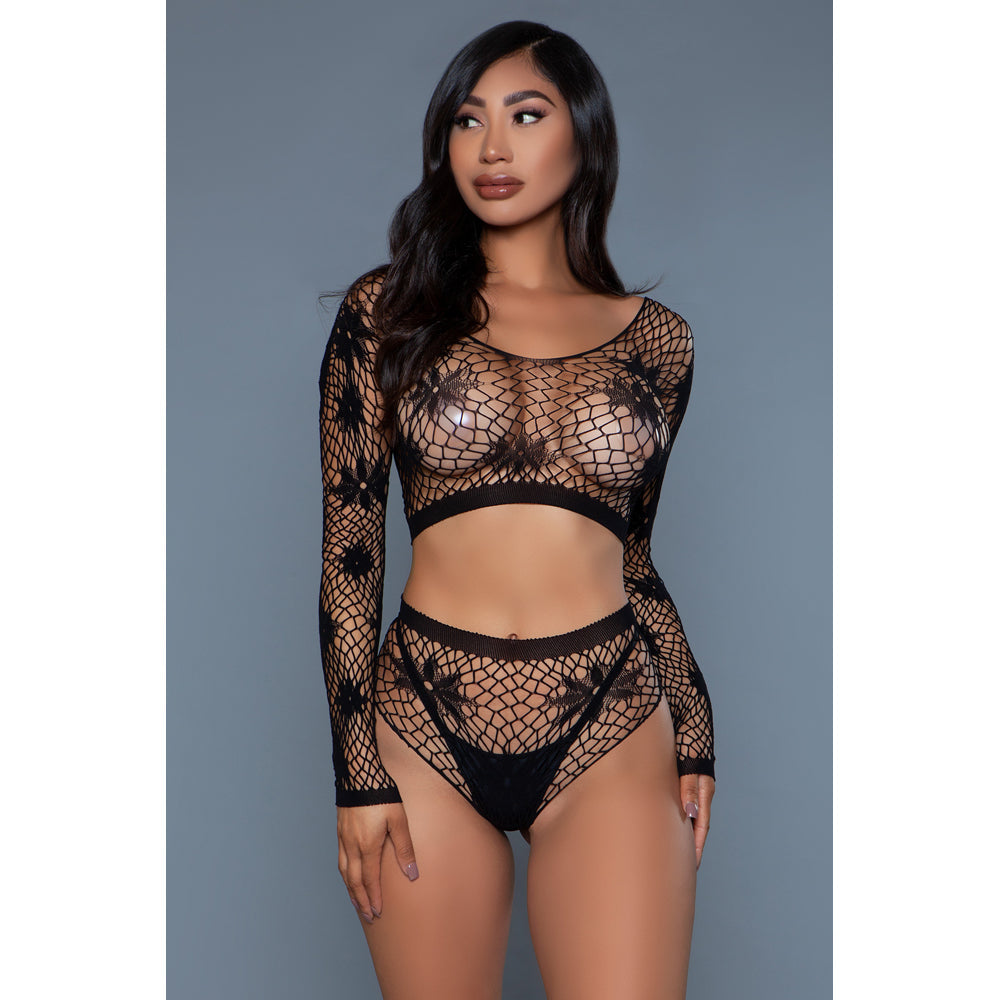 Floral Delight Bodystocking | Black | OS