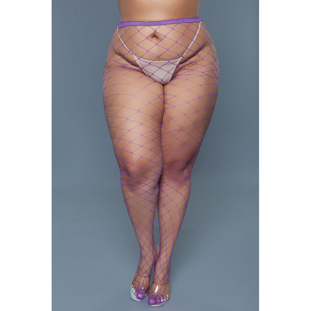 Oversized Fishnet Pantyhose | Purple | QS