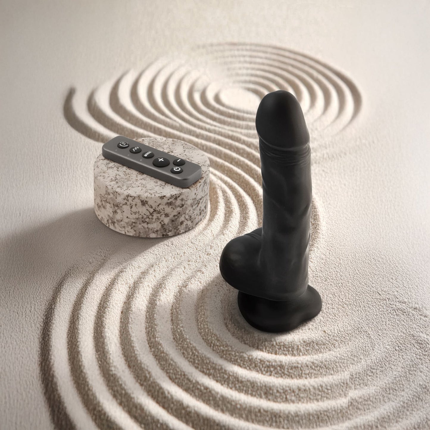 ROTATING & VIBRATING REALISTIC DILDO - L - BLACK