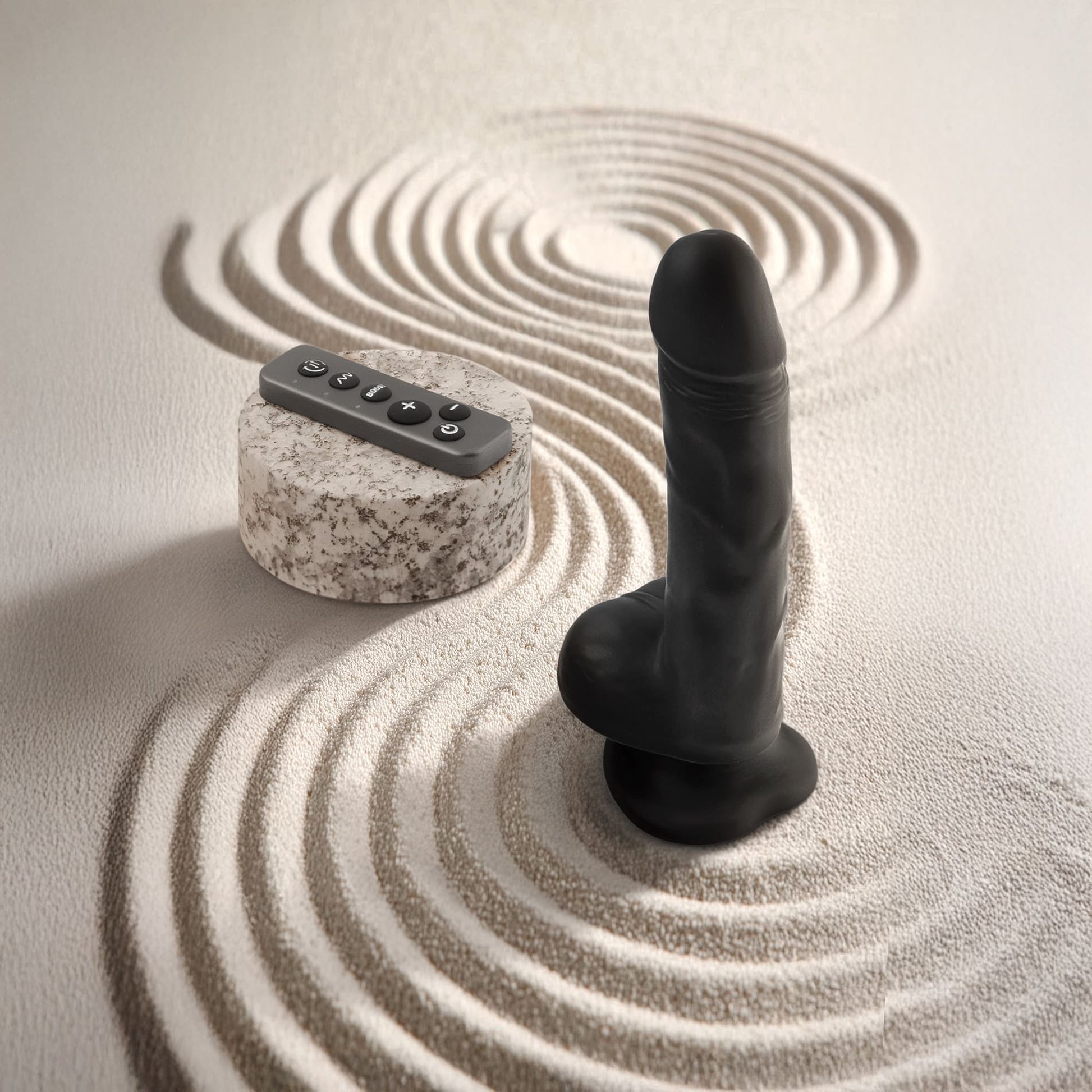 ROTATING & VIBRATING REALISTIC DILDO - L - BLACK