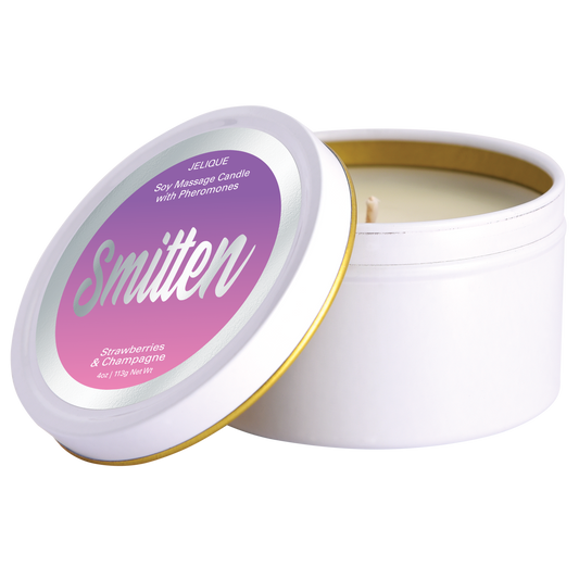 Mood Pheromone Soy Massage Candle | 
Smitten | Strawberry & Champagne